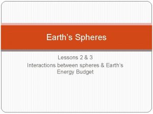 Earths Spheres Lessons 2 3 Interactions between spheres