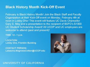 Black History Month KickOff Event February is Black