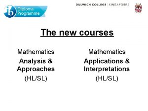 The new courses Mathematics Analysis Approaches HLSL Mathematics