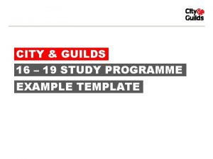 CITY GUILDS 16 19 STUDY PROGRAMME EXAMPLE TEMPLATE