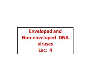 Enveloped and Nonenveloped DNA viruses Lec 4 Nonenveloped