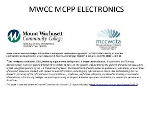 MWCC MCPP ELECTRONICS Massachusetts Community Colleges and Workforce