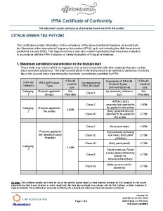 IFRA Certificate of Conformity This data sheet cancels