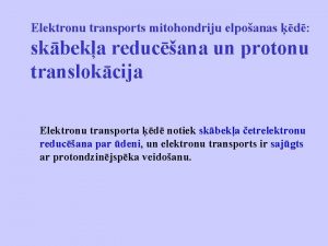 Elektronu transports mitohondriju elpoanas d skbeka reducana un