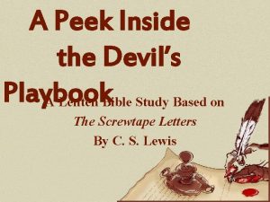 A Peek Inside the Devils Playbook A Lenten