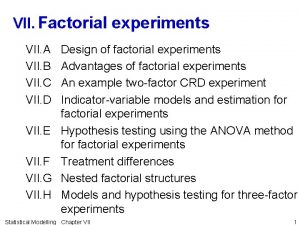 VII Factorial experiments VII A VII B VII