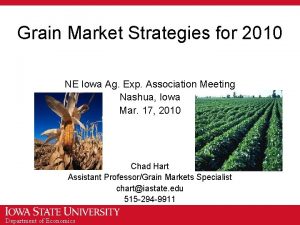 Grain Market Strategies for 2010 NE Iowa Ag