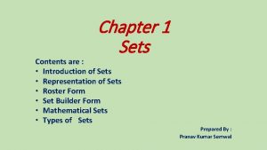 Chapter 1 Sets Contents are Introduction of Sets