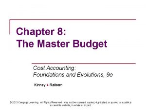 Chapter 8 The Master Budget Cost Accounting Foundations