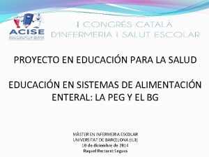 PROYECTO EN EDUCACIN PARA LA SALUD EDUCACIN EN