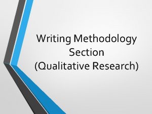 Writing Methodology Section Qualitative Research COMPONENTS Context of