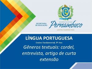 LNGUA PORTUGUESA Ensino Fundamental 8 Ano Gneros textuais