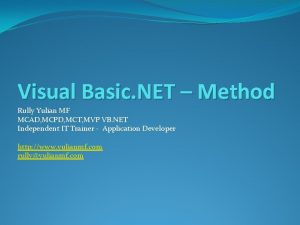 Visual Basic NET Method Rully Yulian MF MCAD