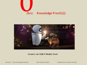 0 Zero Knowledge Proofs2 Suzanne van Wijk Maaike