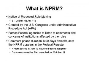What is NPRM Notice of Proposed Rule Making