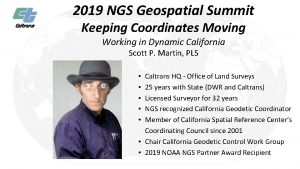 2019 NGS Geospatial Summit Keeping Coordinates Moving Working