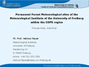 Meteorological Institute Faculty of Forest and Environmental Sciences