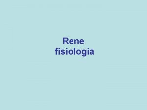 Rene fisiologia Formazione della urina Il sangue nel