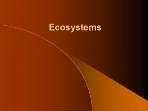 Ecosystems Types and Needs of Living Organisms Living