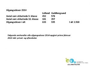 Afgangselever 2014 Antal som afsluttede 9 klasse Antal