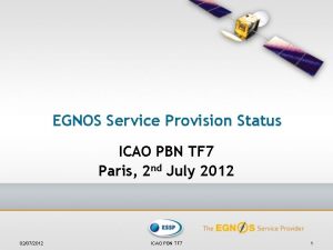 EGNOS Service Provision Status ICAO PBN TF 7