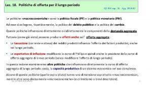 Lez 18 Politiche di offerta per il lungo