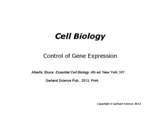 Cell Biology Control of Gene Expression Alberts Bruce
