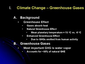 I Climate Change Greenhouse Gases A Background Greenhouse