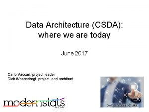 Data Architecture CSDA where we are today June