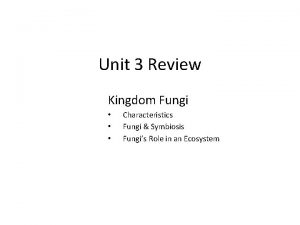 Unit 3 Review Kingdom Fungi Characteristics Fungi Symbiosis