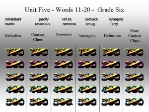 Unit Five Words 11 20 Grade Six inhabitant