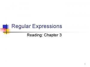 Regular Expressions Reading Chapter 3 1 Regular Expressions