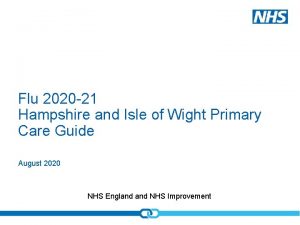 Flu 2020 21 Hampshire and Isle of Wight