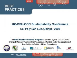 UCCSUCCC Sustainability Conference Cal Poly San Luis Obispo