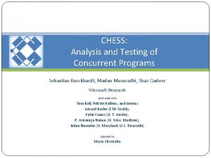 CHESS Analysis and Testing of Concurrent Programs Sebastian