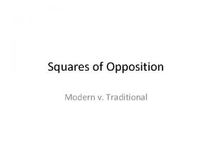 Squares of Opposition Modern v Traditional The Traditional