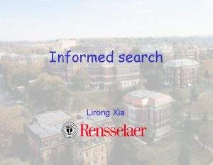 Informed search Lirong Xia Last class Search problems