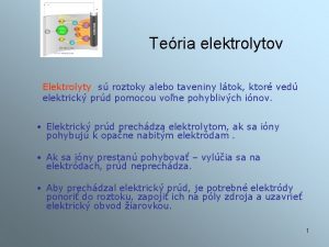 Teria elektrolytov Elektrolyty s roztoky alebo taveniny ltok