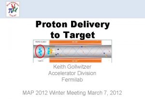 Proton Delivery to Target Keith Gollwitzer Accelerator Division