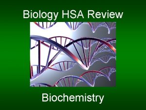 Biology HSA Review Biochemistry This is an term