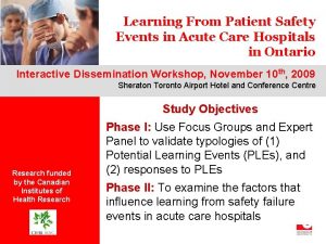 Learning From Patient Safety Events in Acute Care