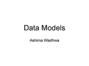 Data Models Ashima Wadhwa The Importance of Data