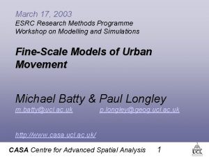 March 17 2003 ESRC Research Methods Programme Workshop