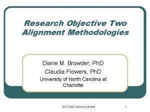 Research Objective Two Alignment Methodologies Diane M Browder