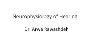 Neurophysiology of Hearing Dr Arwa Rawashdeh Auditory brain