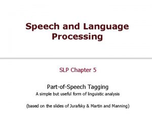Speech and Language Processing SLP Chapter 5 PartofSpeech
