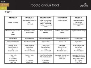 food glorious food WEEK 1 MONDAY TUESDAY WEDNESDAY