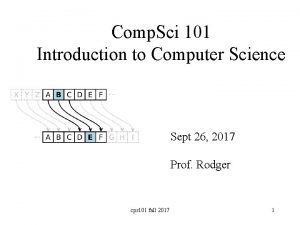 Comp Sci 101 Introduction to Computer Science Sept