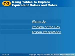 Using Tables toto Explore Using Tables Explore 7