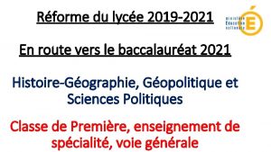 Rforme du lyce 2019 2021 En route vers